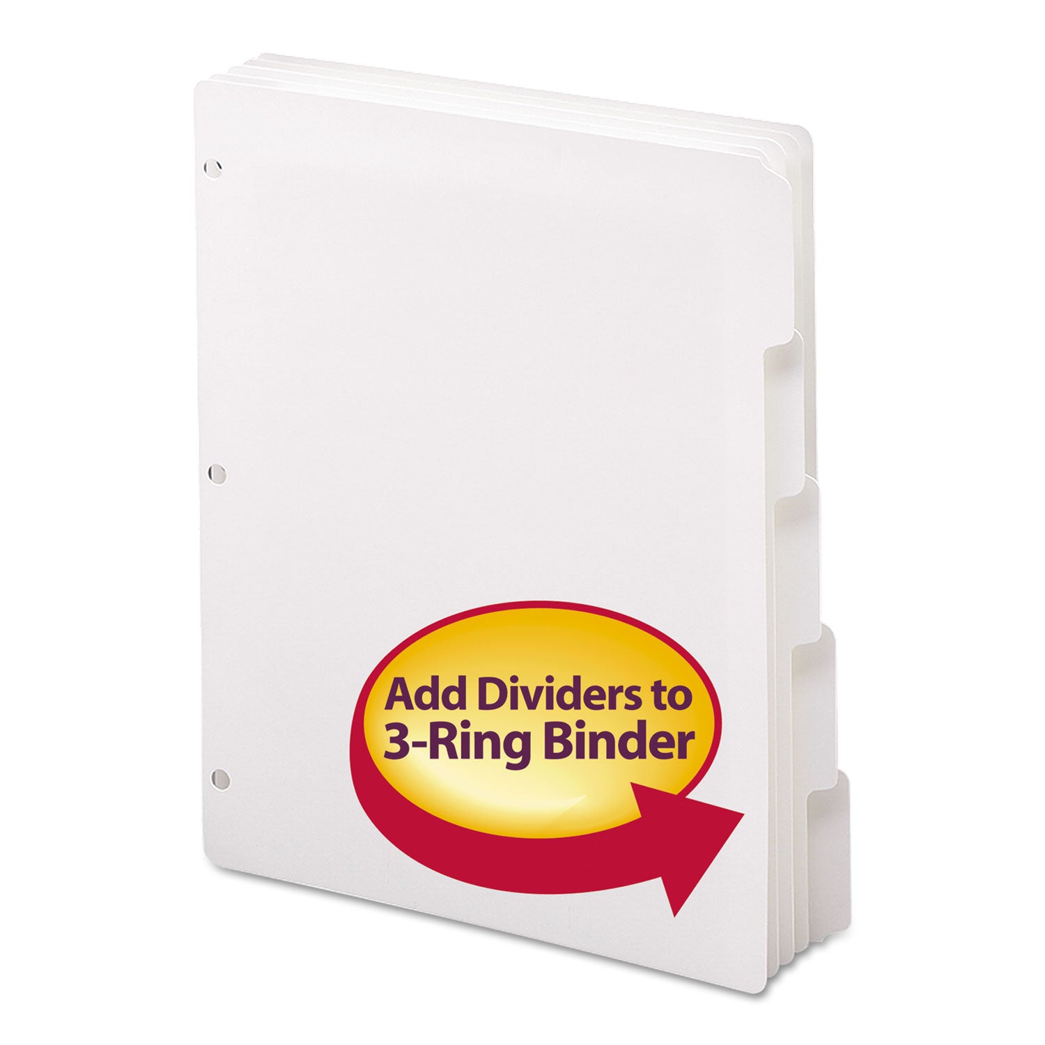Three-Ring Binder Index Divider, 5-Tab, 11 x 8.5, White, 20 Sets - 