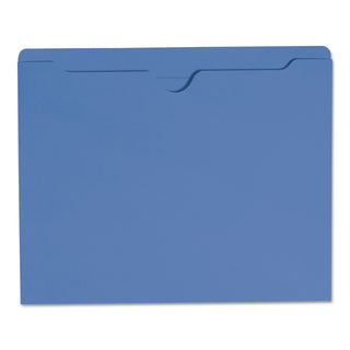 Colored File Jackets with Reinforced Double-Ply Tab, Straight Tab, Letter Size, Blue, 100/Box - 