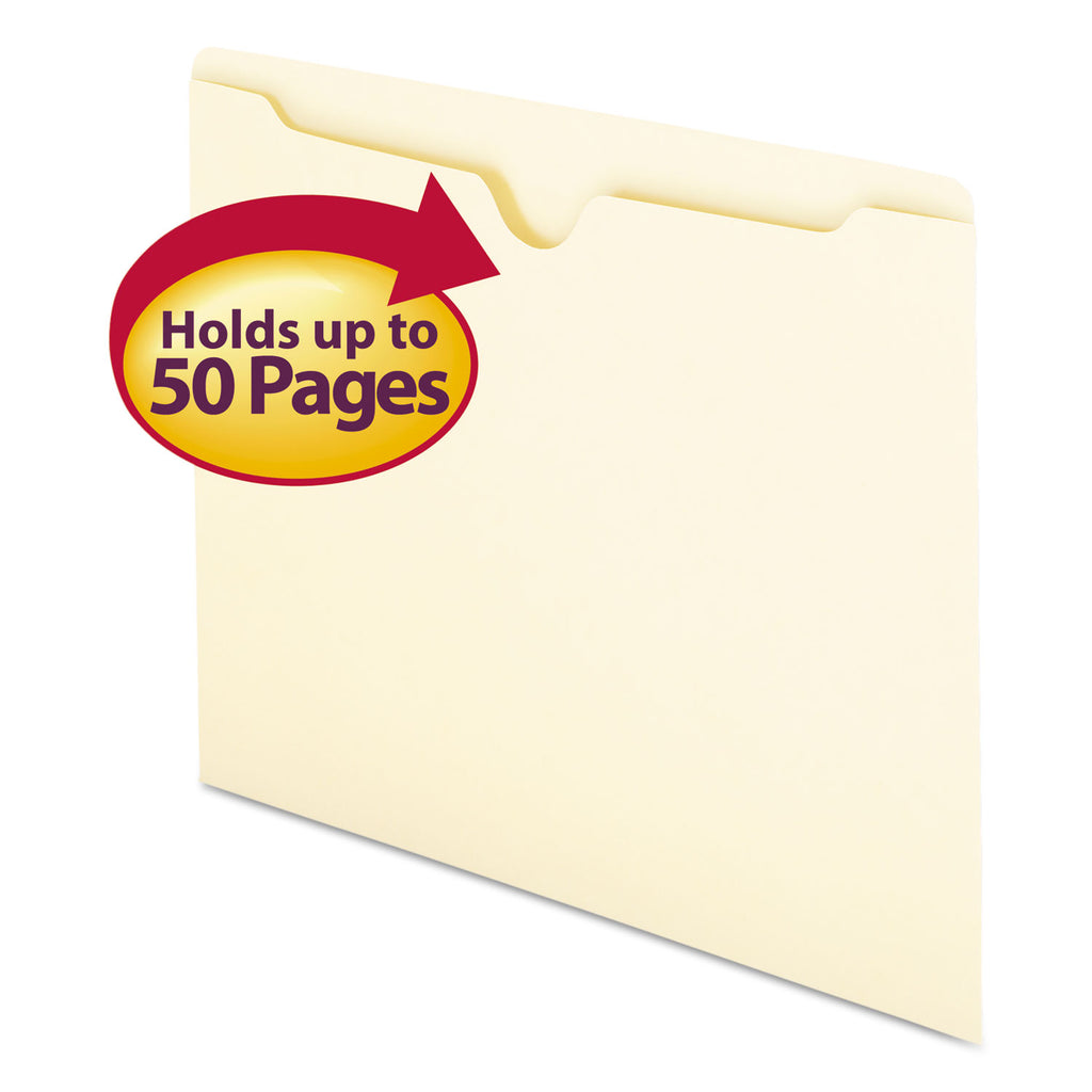 Manila File Jackets, 1-Ply Straight Tab, Letter Size, Manila, 100/Box - 