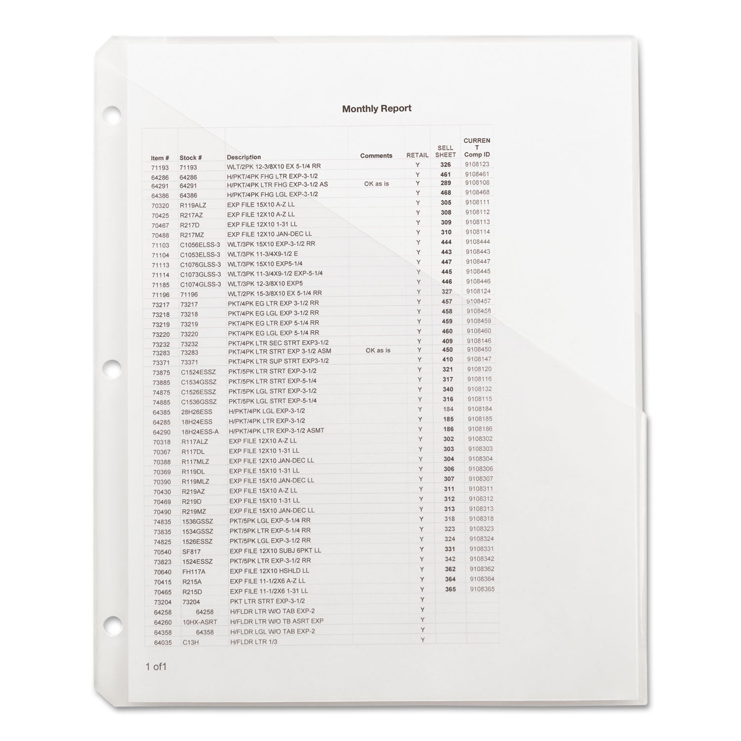 Organized Up Poly Slash Jackets, 2-Sections, Letter Size, Clear, 5/Pack - 