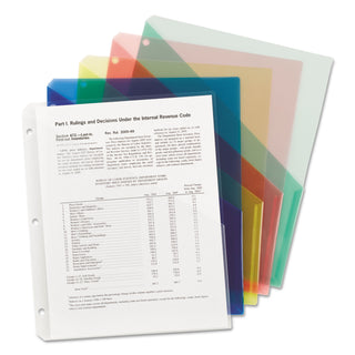 Organized Up Poly Slash Jackets, 2-Sections, Letter Size, Assorted Colors, 5/Pack - 