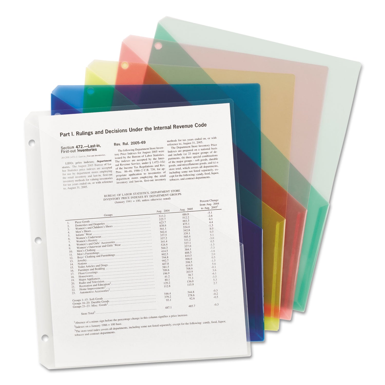 Organized Up Poly Slash Jackets, 2-Sections, Letter Size, Assorted Colors, 5/Pack - 