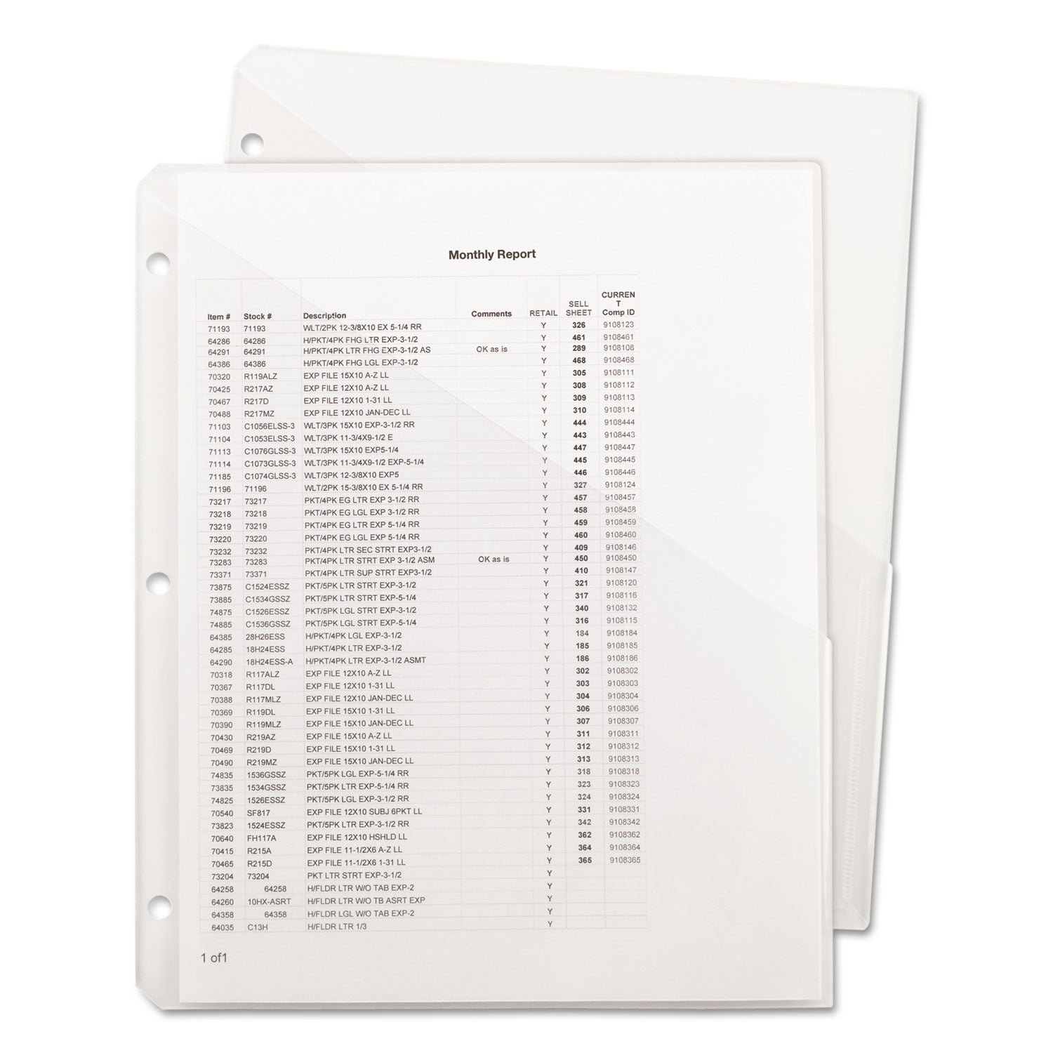 Organized Up Poly Slash Jackets, 2-Sections, Letter Size, Clear, 5/Pack - 