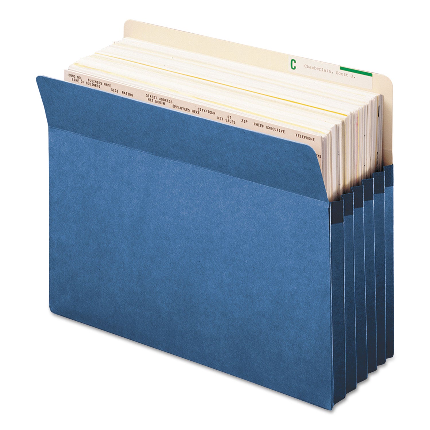 Colored File Pockets, 5.25" Expansion, Letter Size, Blue - 