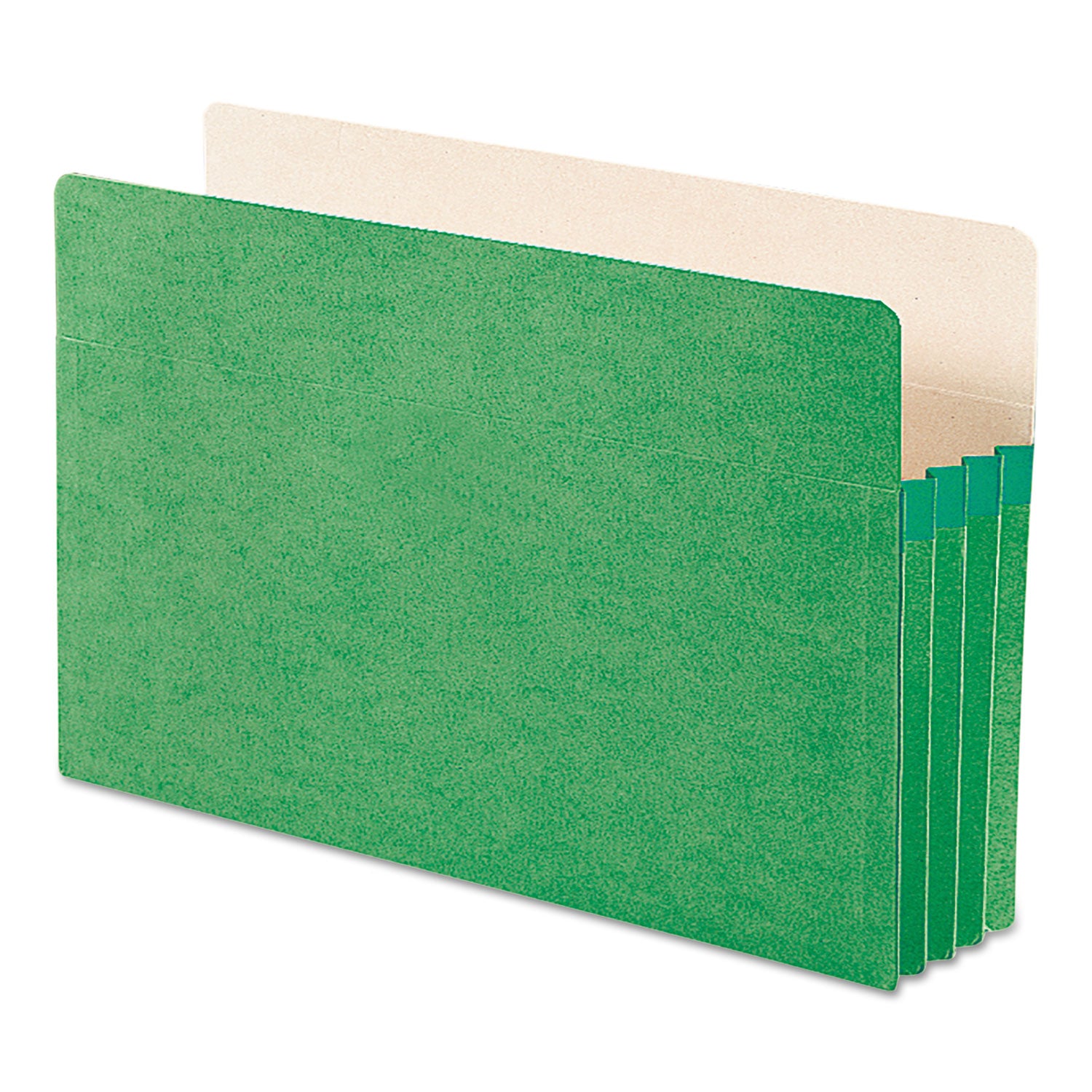 Colored File Pockets, 3.5" Expansion, Legal Size, Green - 
