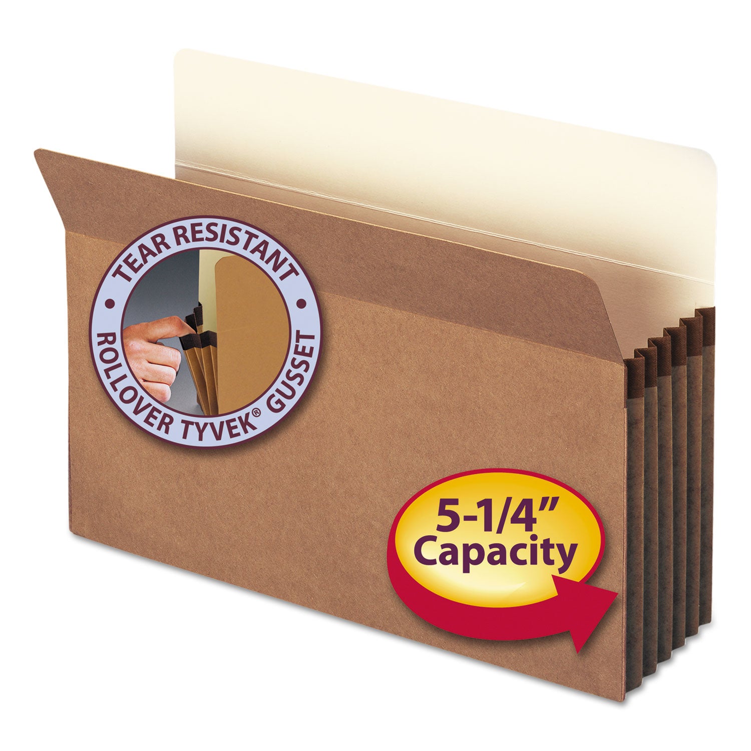 Redrope Drop Front File Pockets, 5.25" Expansion, Legal Size, Redrope, 50/Box - 
