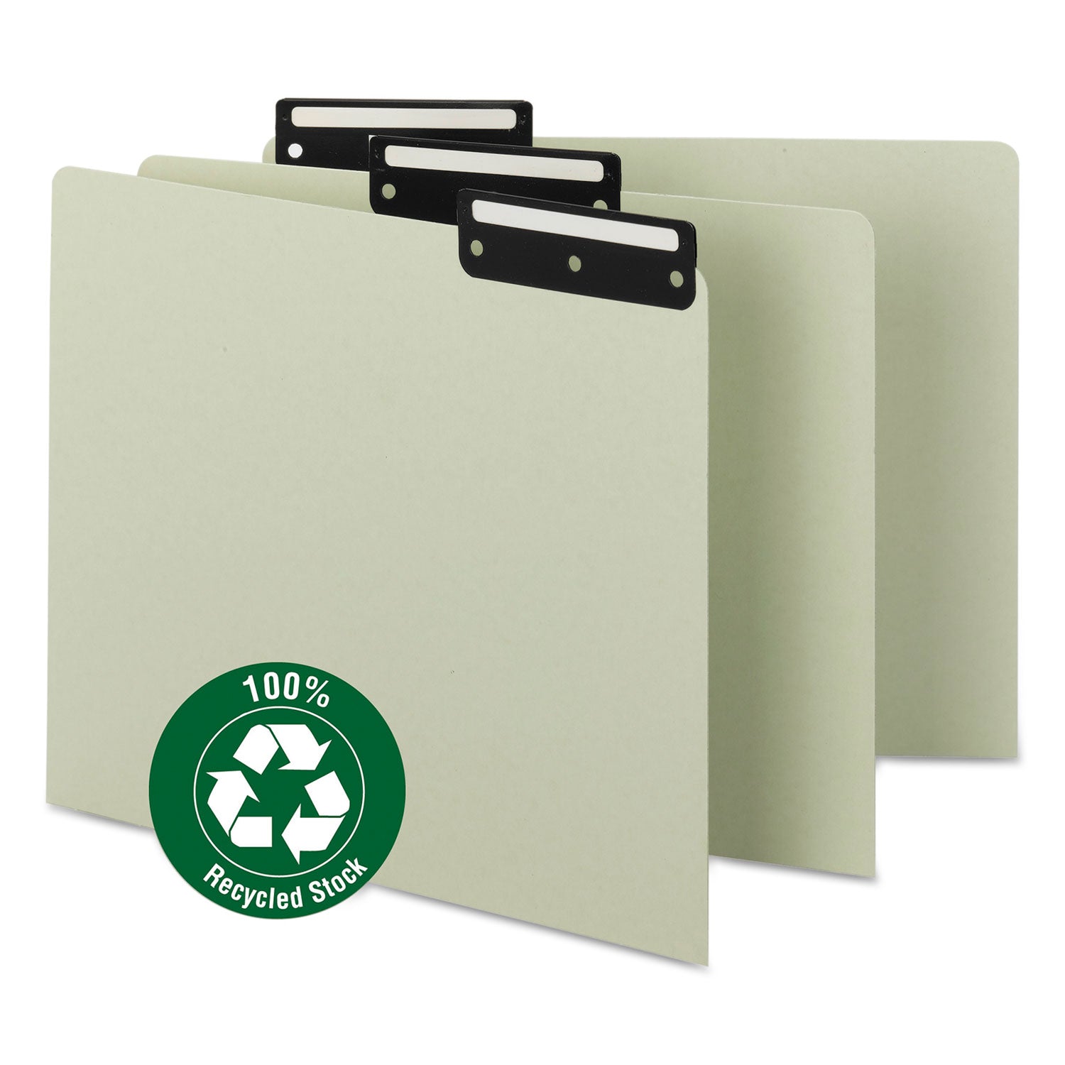 Recycled Blank Top Tab File Guides, 1/3-Cut Top Tab, Blank, 8.5 x 11, Green, 50/Box - 