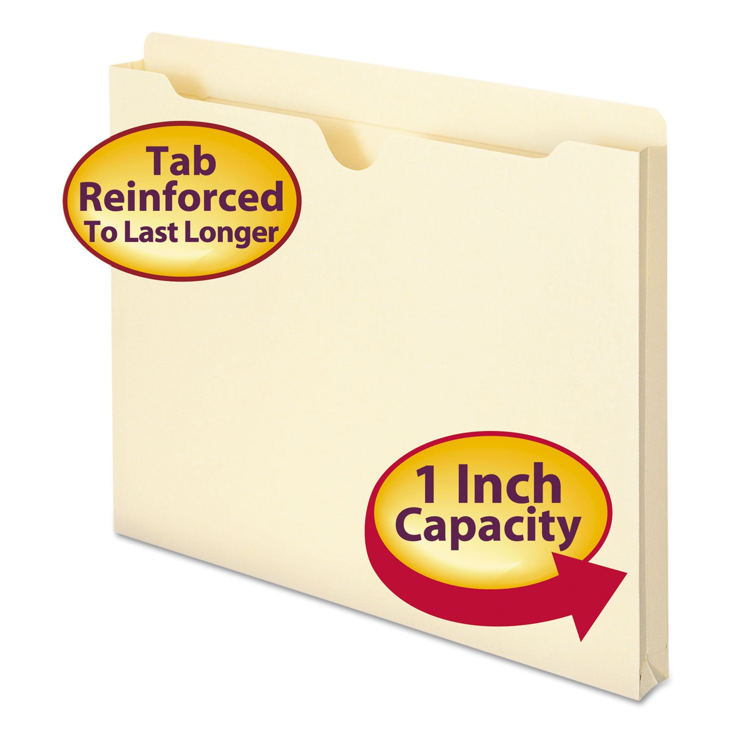 Manila File Jackets, 2-Ply Straight Tab, Letter Size, Manila, 50/Box