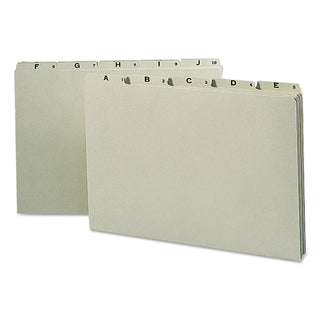 Alphabetic Top Tab Indexed File Guide Set, 1/5-Cut Top Tab, A to Z, 8.5 x 14, Green, 25/Set - 