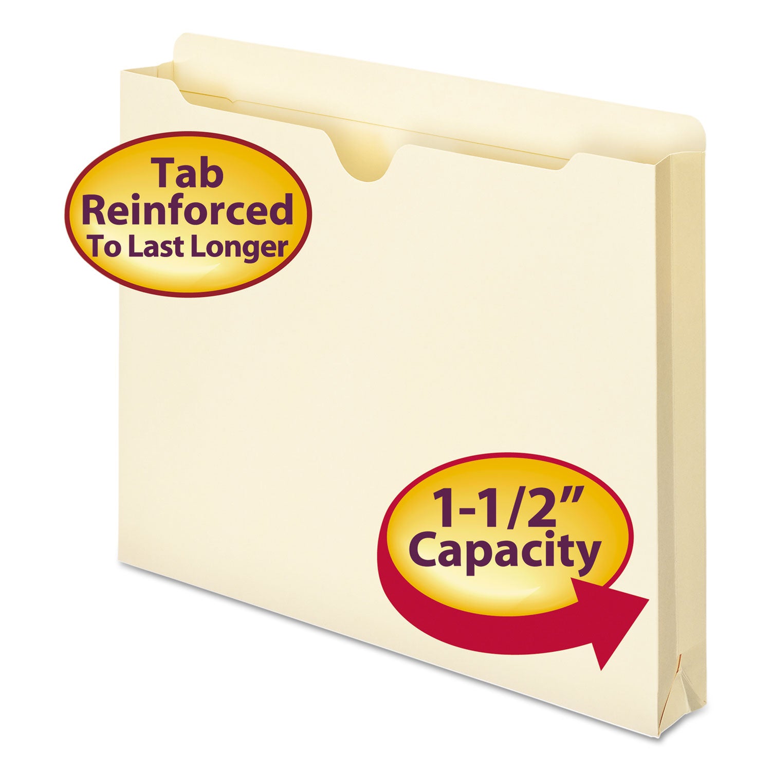 Manila File Jackets, 2-Ply Straight Tab, Letter Size, Manila, 50/Box - 