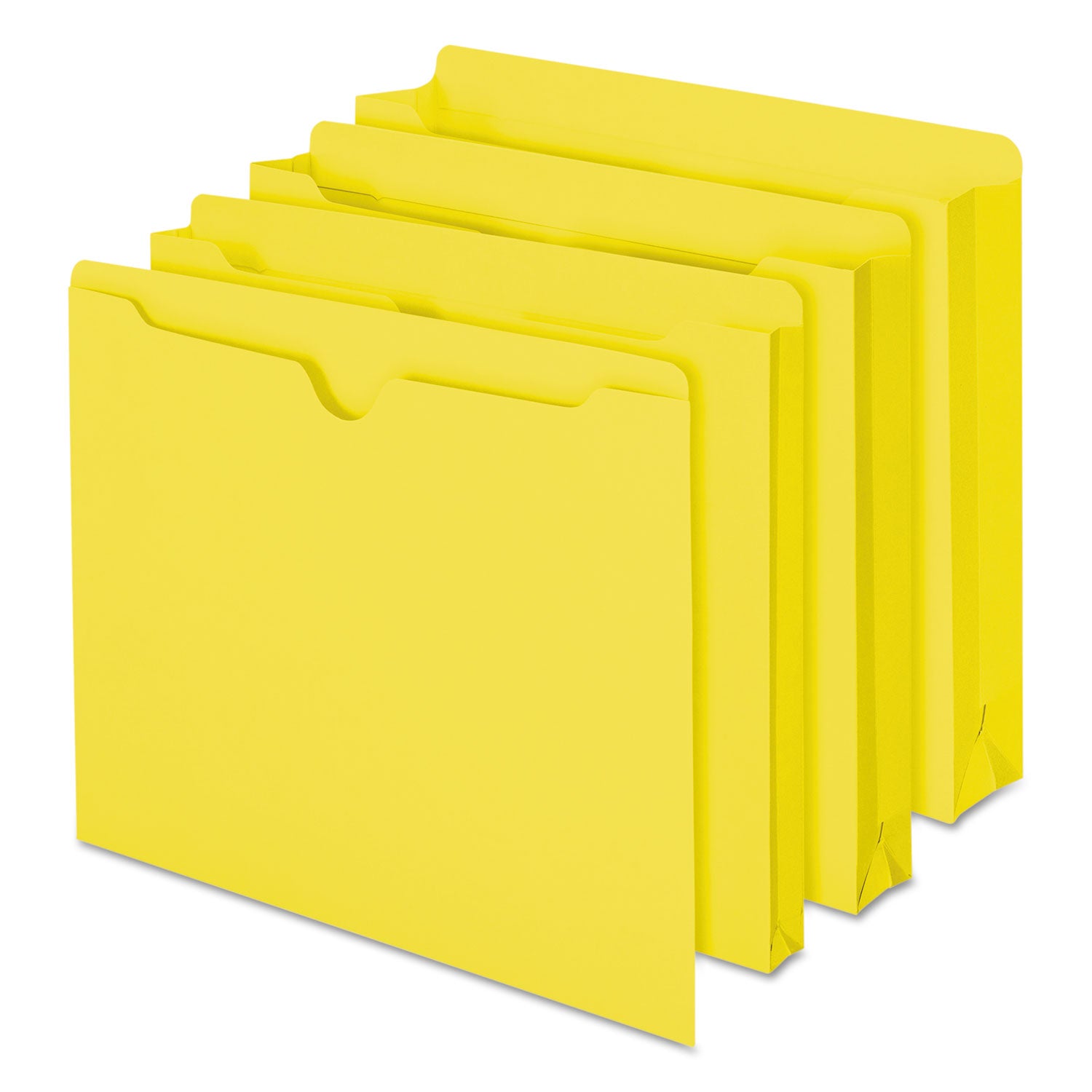 Colored File Jackets with Reinforced Double-Ply Tab, Straight Tab, Letter Size, Yellow, 100/Box - 
