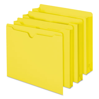Colored File Jackets with Reinforced Double-Ply Tab, Straight Tab, Letter Size, Yellow, 100/Box