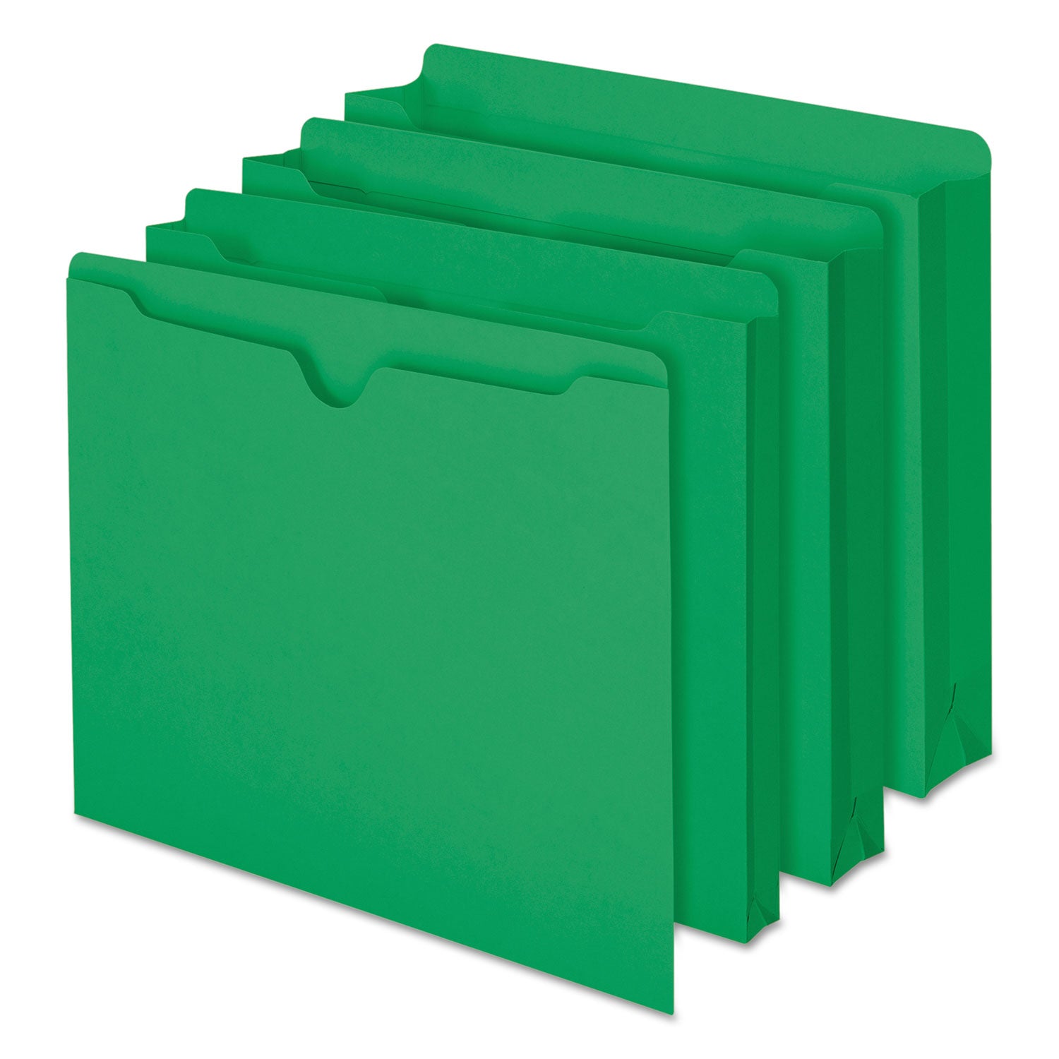 Colored File Jackets with Reinforced Double-Ply Tab, Straight Tab, Letter Size, Green, 100/Box
