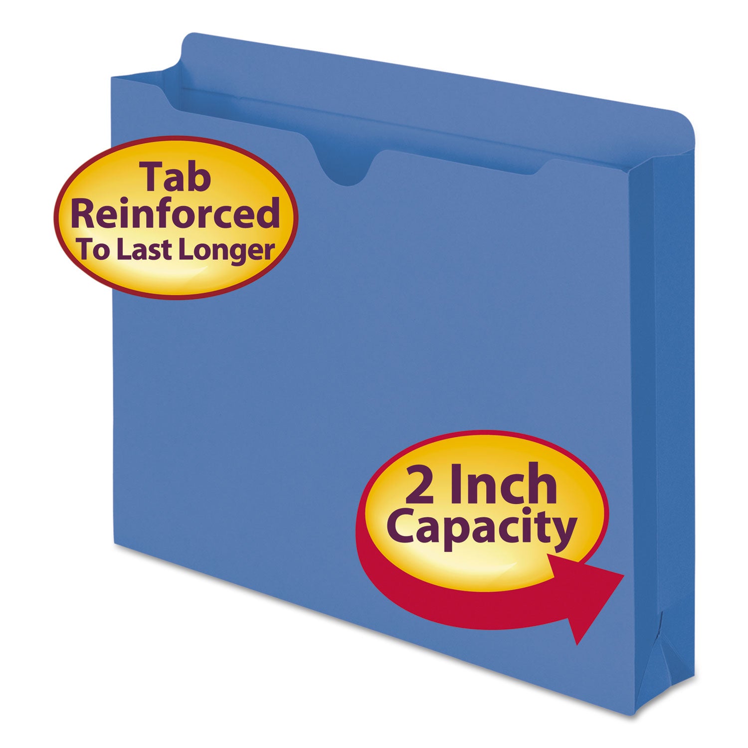 Colored File Jackets with Reinforced Double-Ply Tab, Straight Tab, Letter Size, Blue, 50/Box - 