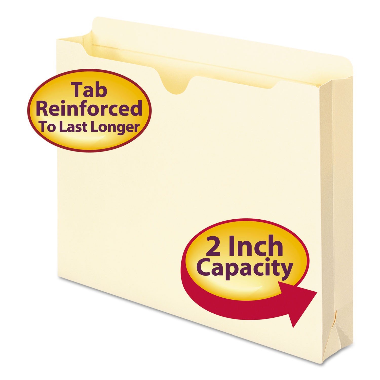 Manila File Jackets, 2-Ply Straight Tab, Letter Size, Manila, 50/Box - 