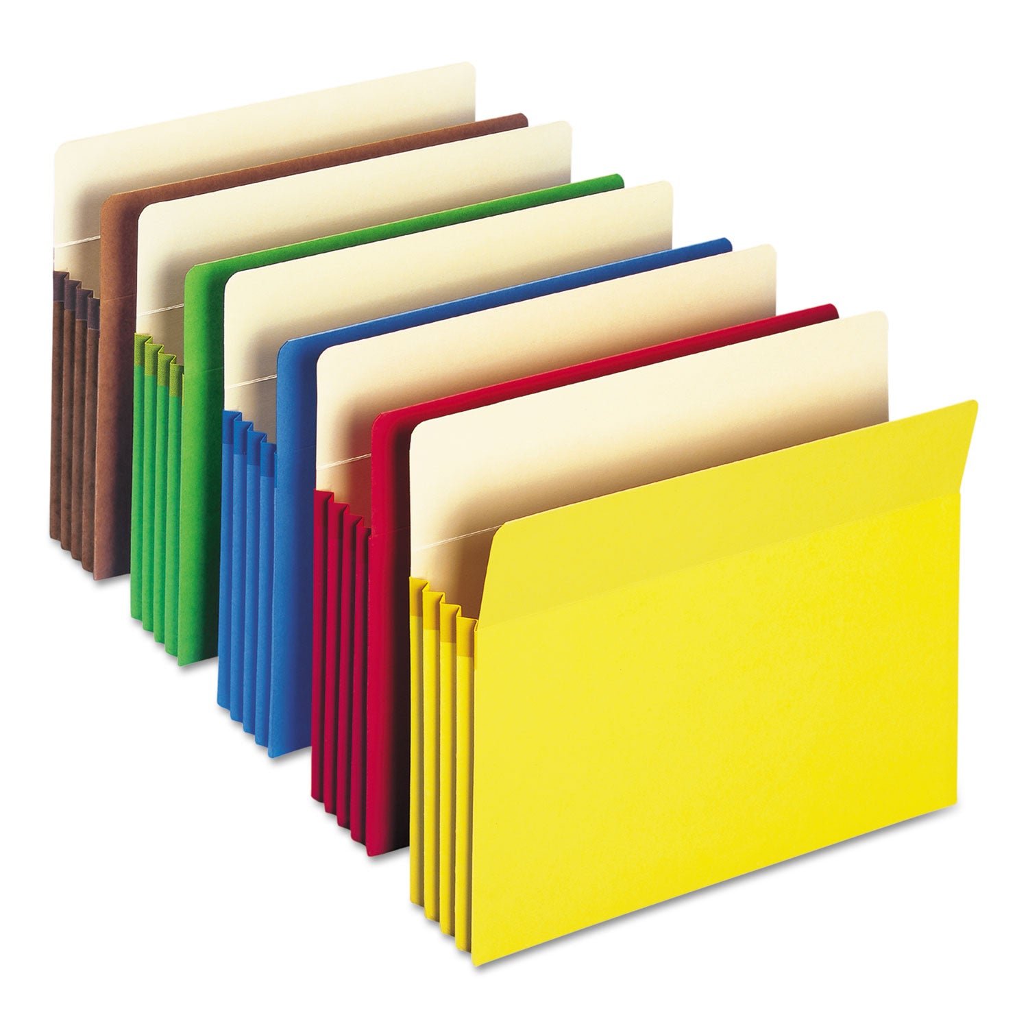 Colored File Pockets, 3.5" Expansion, Letter Size, Assorted Colors, 25/Box - 