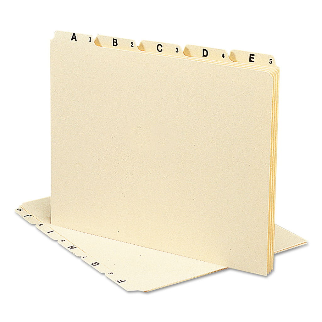 Alphabetic Top Tab Indexed File Guide Set, 1/5-Cut Top Tab, A to Z, 8.5 x 11, Manila, 25/Set - 