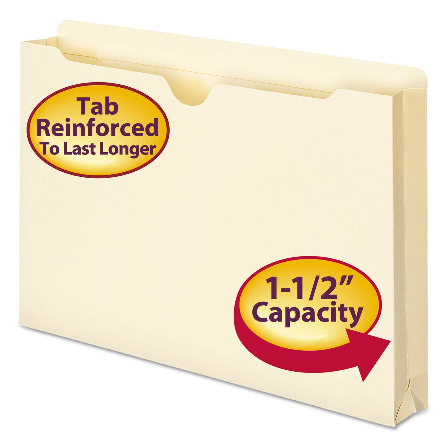 Manila File Jackets, 2-Ply Straight Tab, Legal Size, Manila, 50/Box - 
