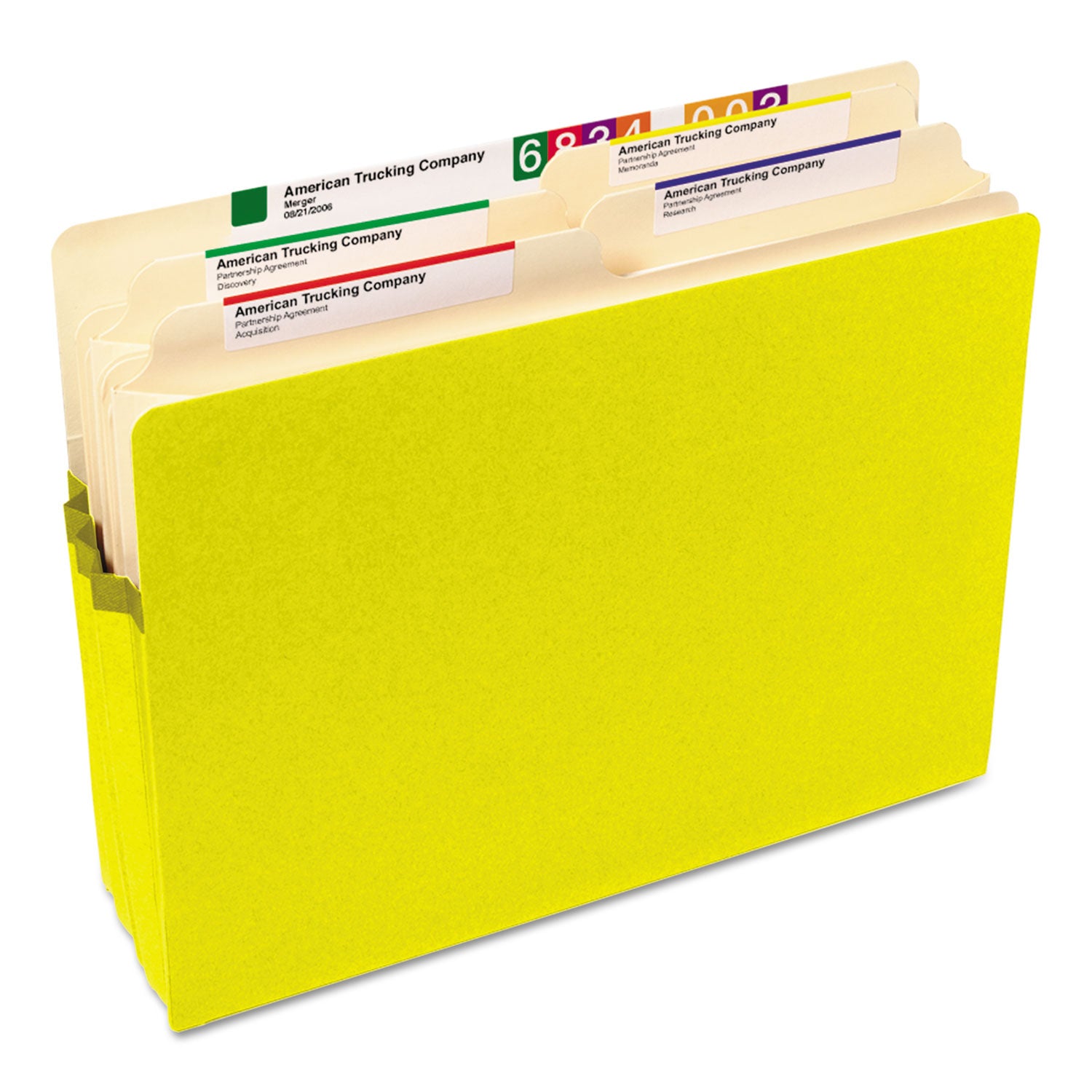 Colored File Pockets, 3.5" Expansion, Letter Size, Yellow - 