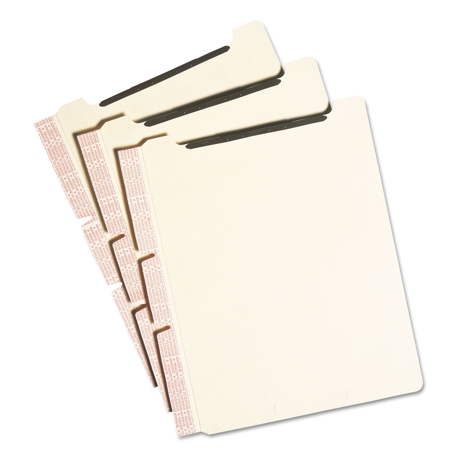 Self-Adhesive Folder Dividers with Twin-Prong Fasteners for Top/End Tab Folders, 1 Fastener, Letter Size, Manila, 25/Pack - 