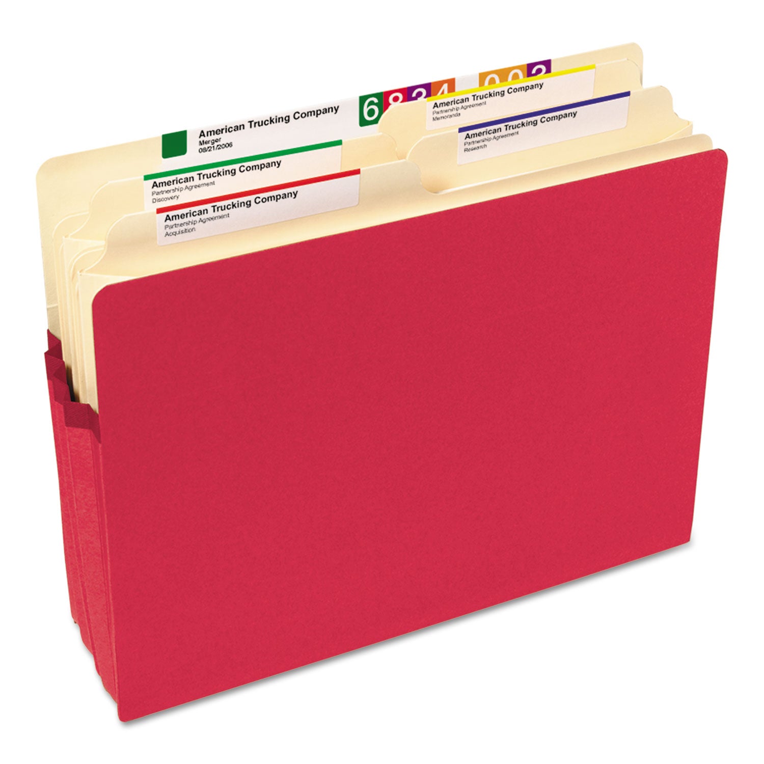 Colored File Pockets, 3.5" Expansion, Letter Size, Red - 