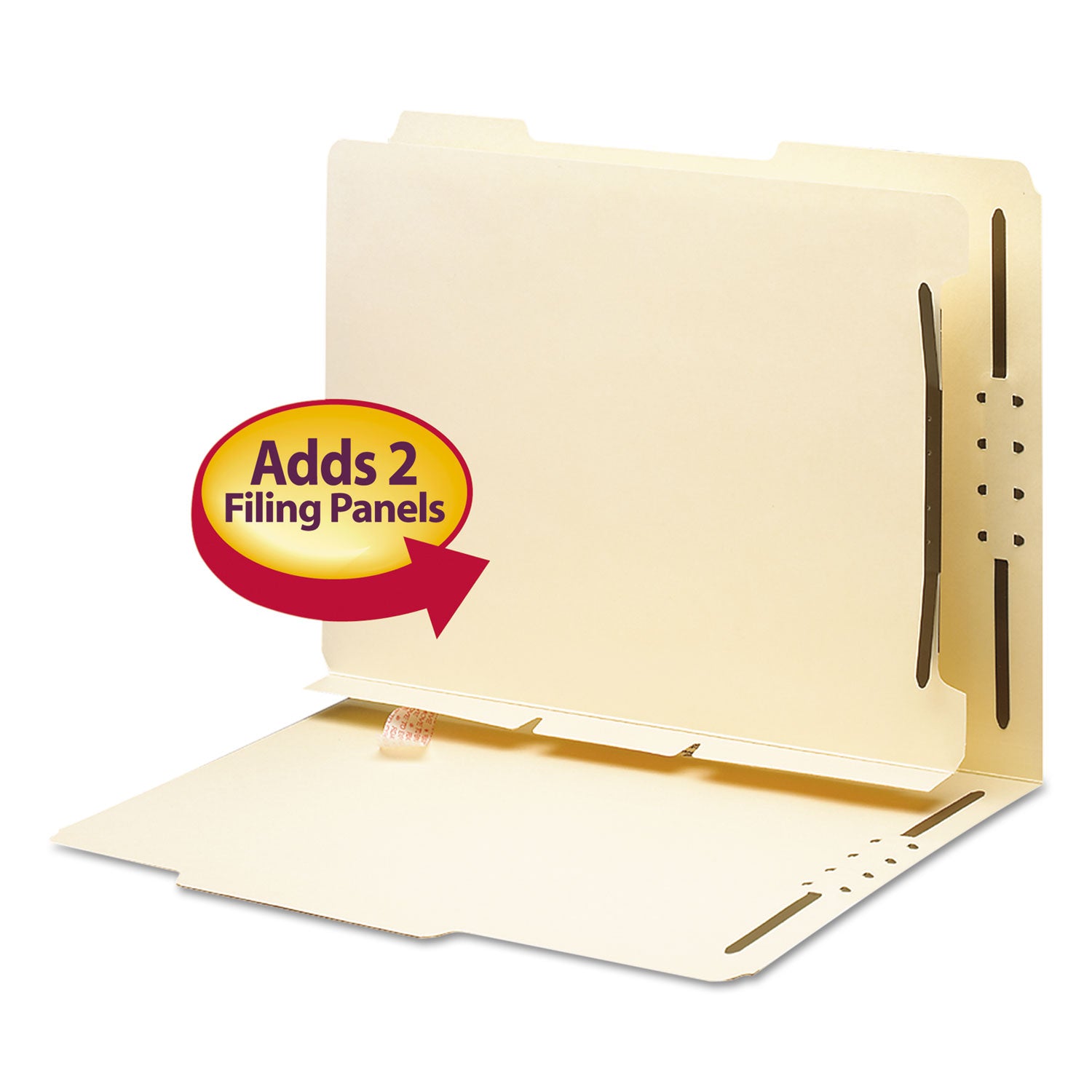 Self-Adhesive Folder Dividers with Twin-Prong Fasteners for Top/End Tab Folders, 1 Fastener, Letter Size, Manila, 25/Pack - 