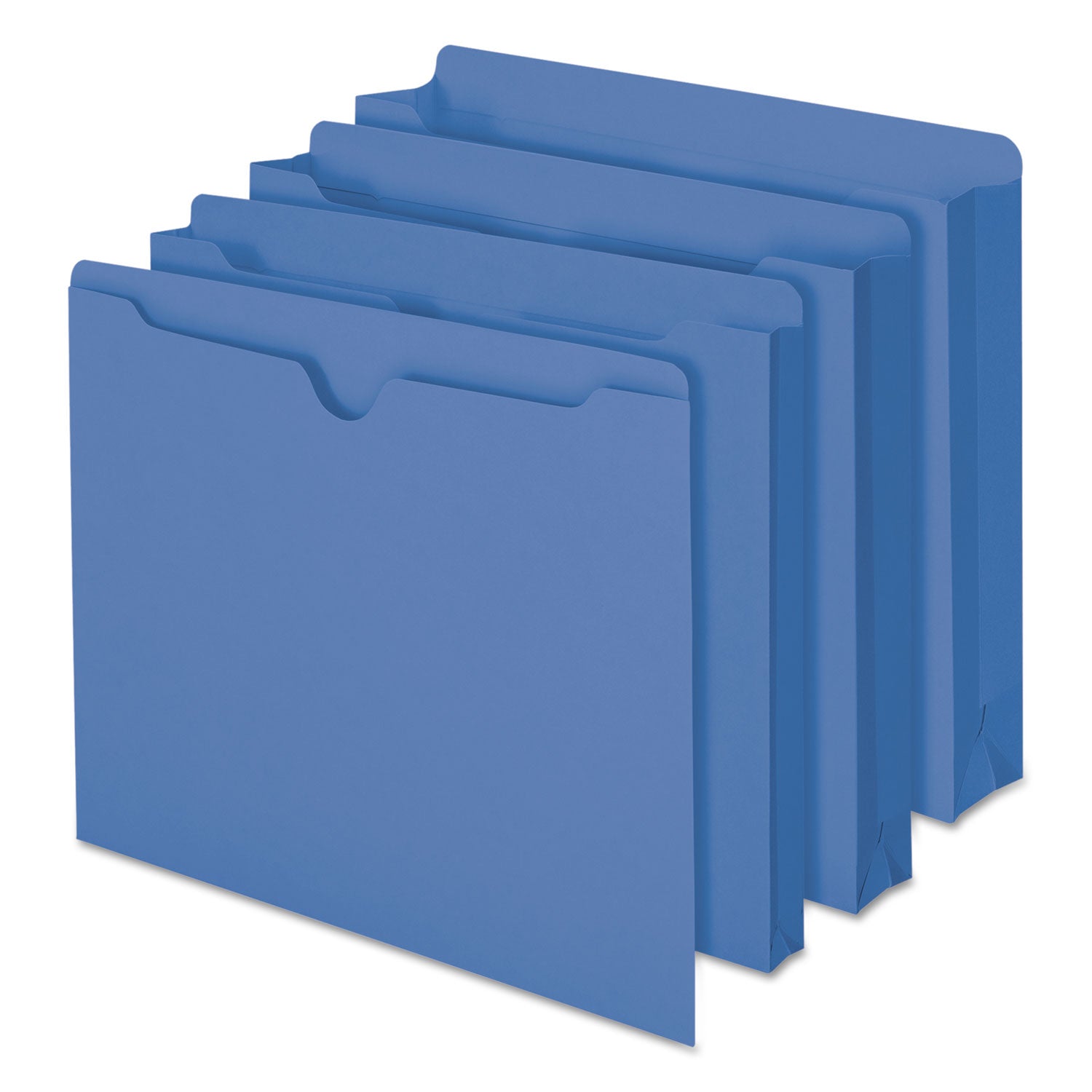 Colored File Jackets with Reinforced Double-Ply Tab, Straight Tab, Letter Size, Blue, 100/Box - 