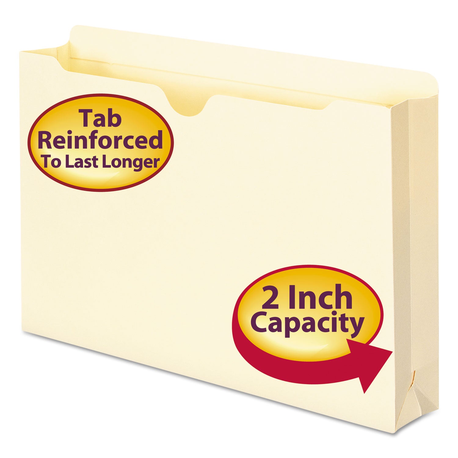 Manila File Jackets, 2-Ply Straight Tab, Legal Size, Manila, 50/Box - 