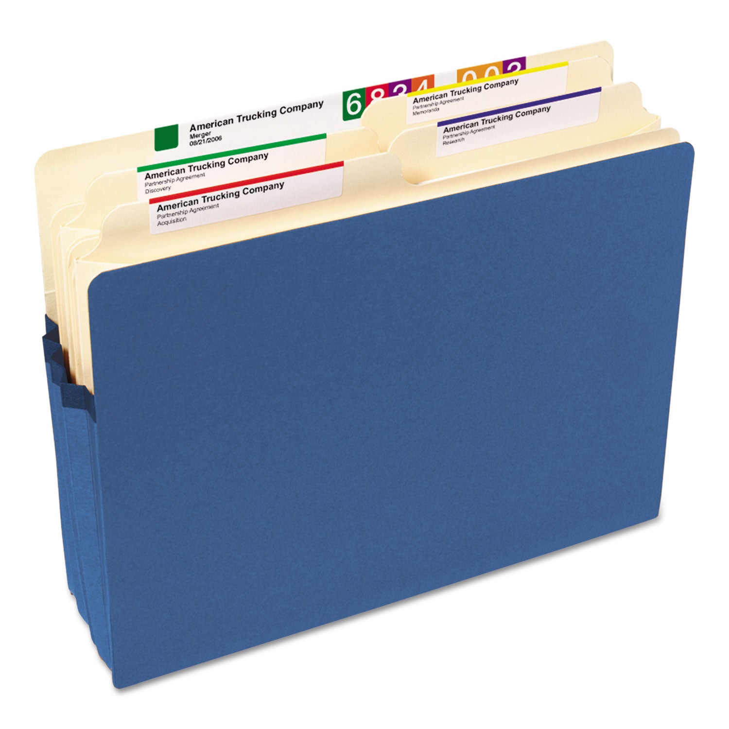 Colored File Pockets, 3.5" Expansion, Letter Size, Blue - 
