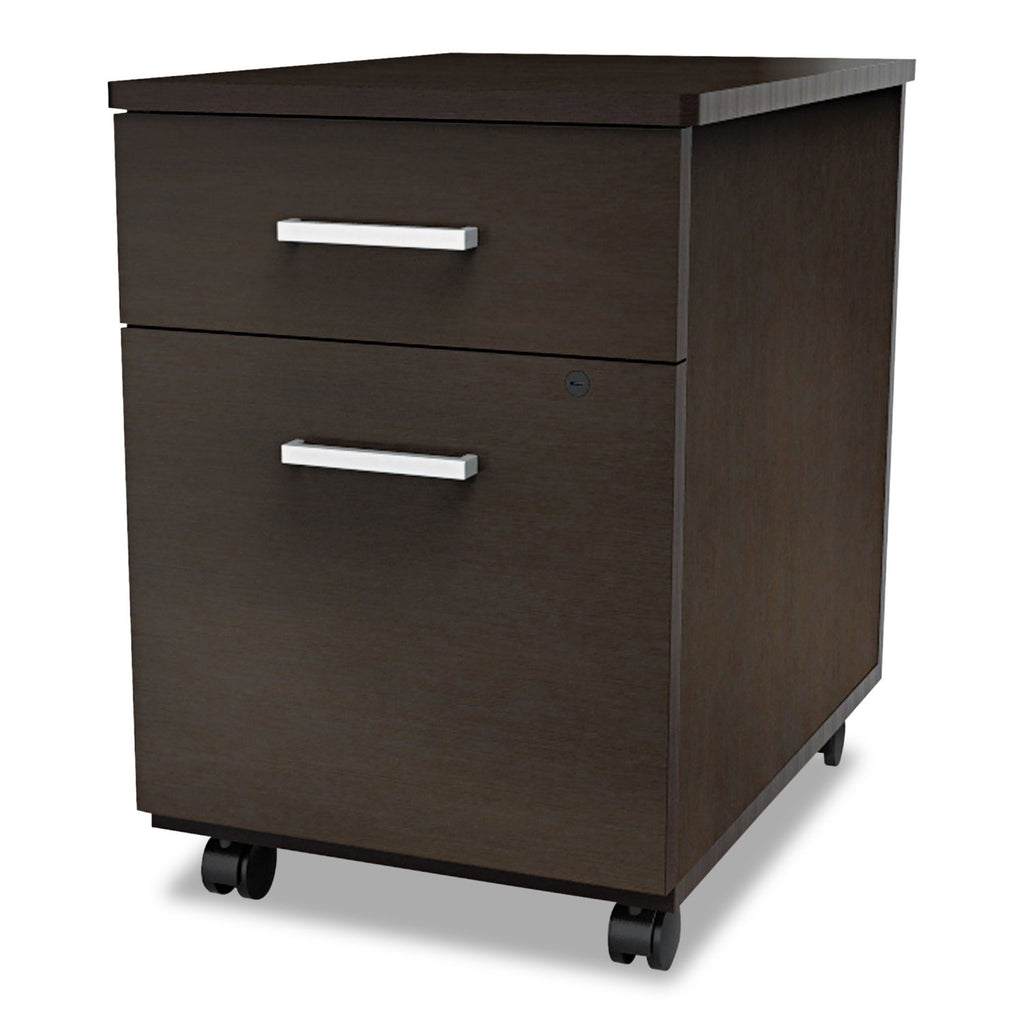 Trento Line Mobile Pedestal File, Left or Right, 2-Drawers: Box/File, Legal/Letter, Mocha, 16.5" x 19.75" x 23.63