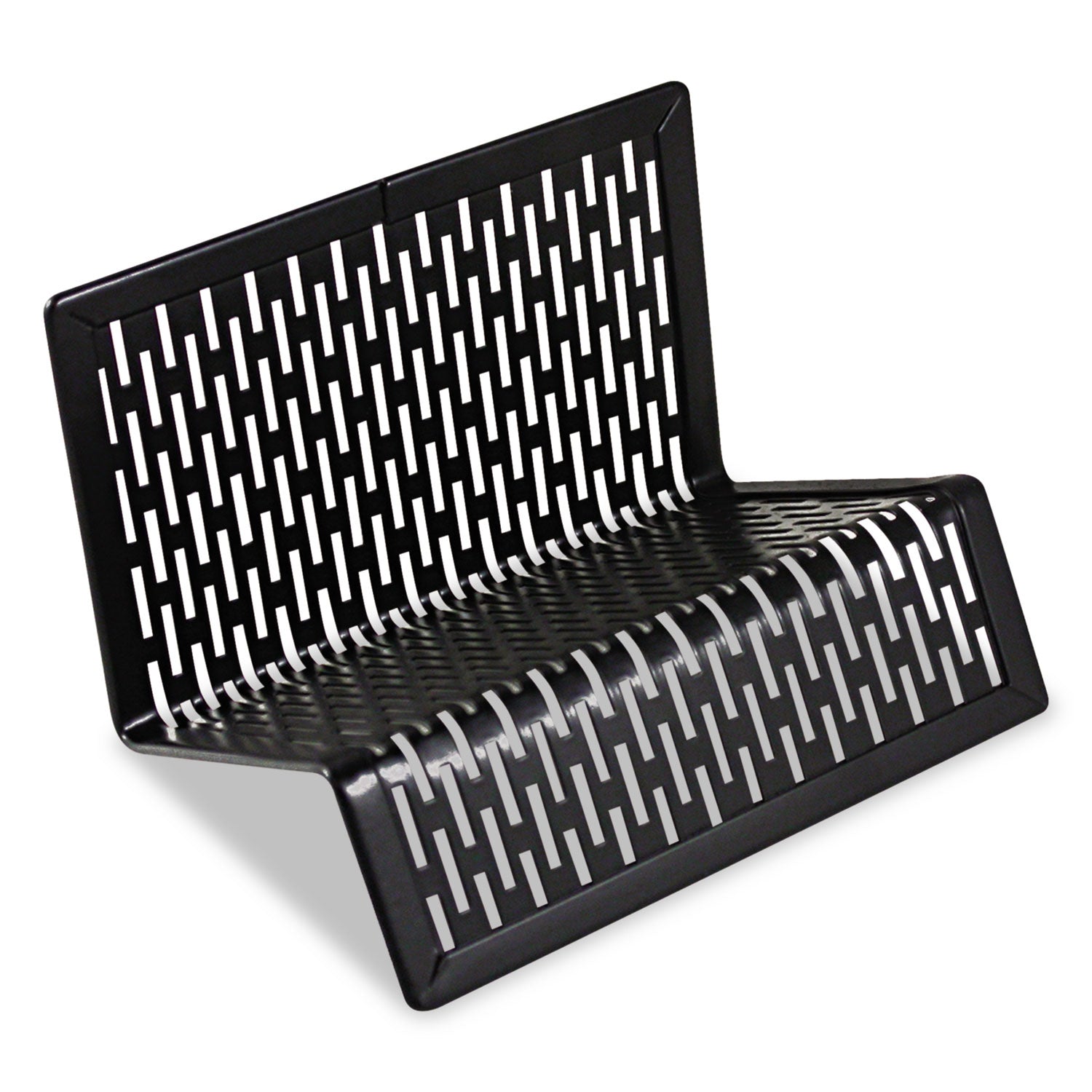 Urban Collection Punched Metal Business Card Holder, Holds 50 2 x 3.5 Cards, Perforated Steel, Black - 