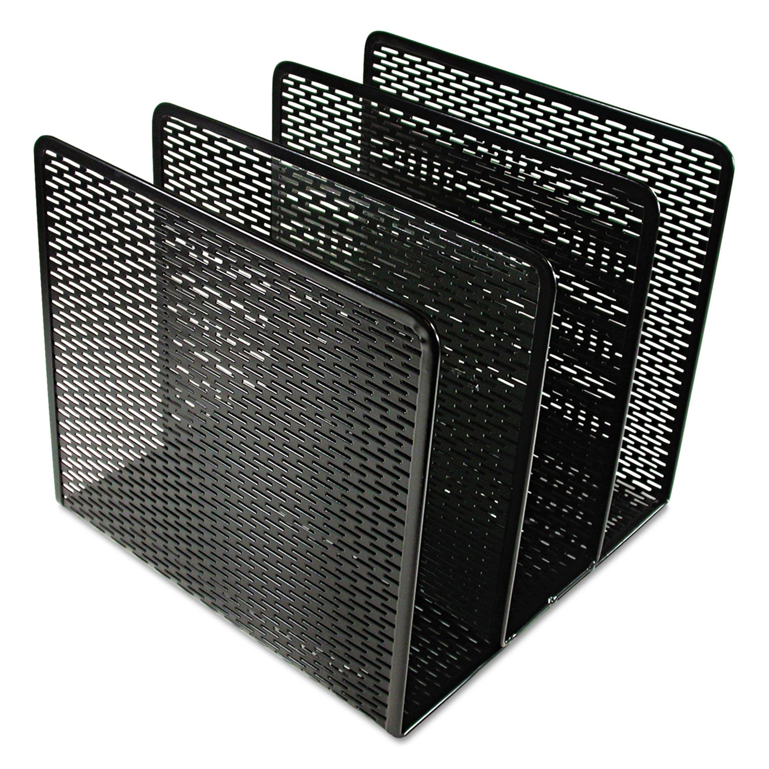 Urban Collection Punched Metal File Sorter, 3 Sections, Letter Size Files, 8" x 8" x 7.25", Black - 