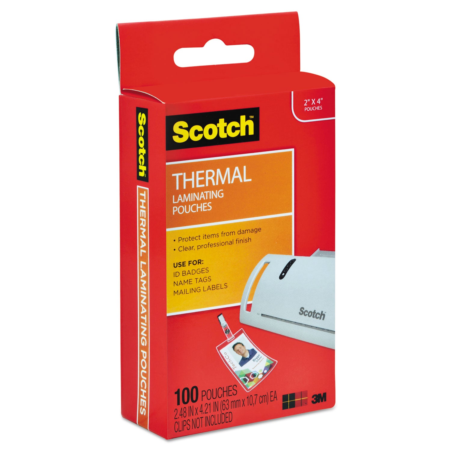 Laminating Pouches, 5 mil, 2.25" x 4.25", Gloss Clear, 100/Pack - 
