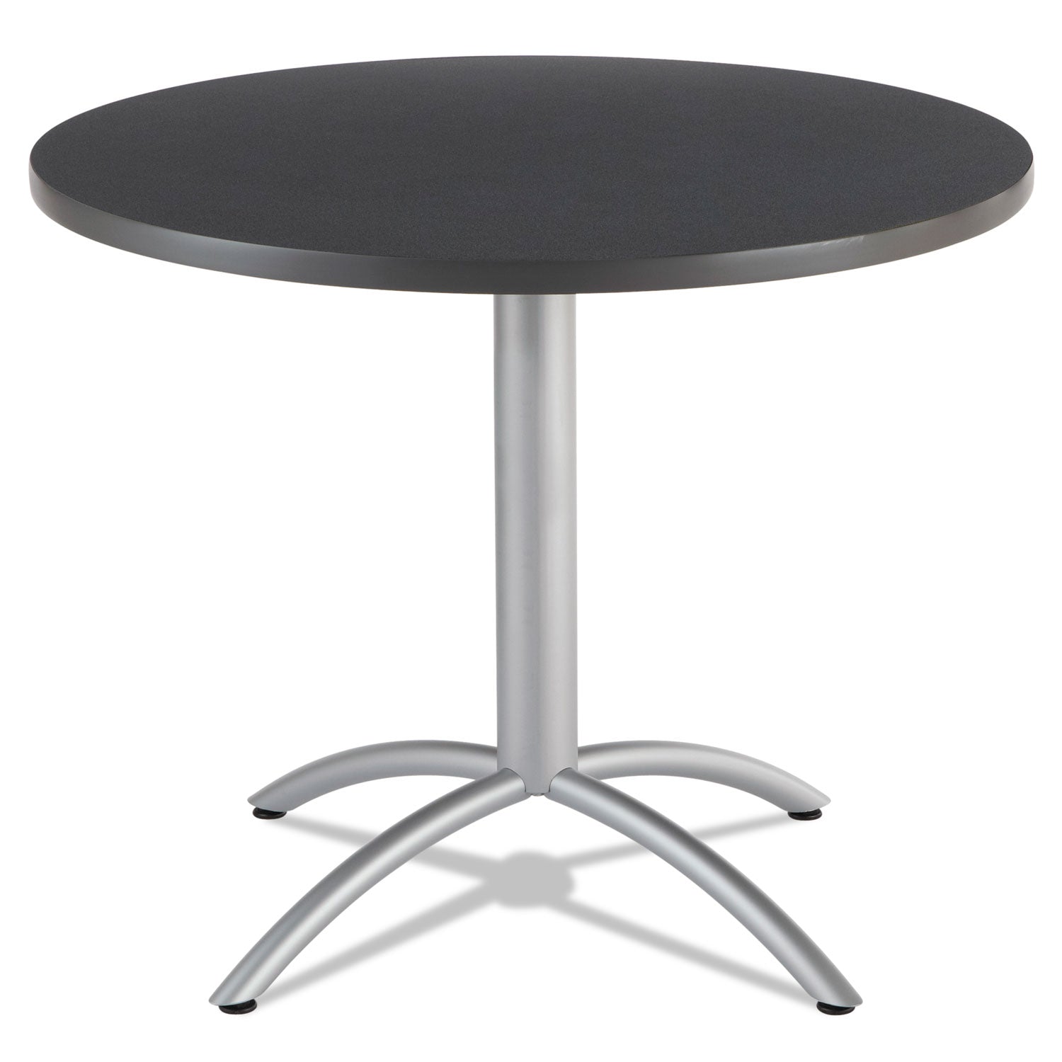 CafeWorks Table, Cafe-Height, Round, 36" x 30", Graphite Granite Top, Silver Base - 