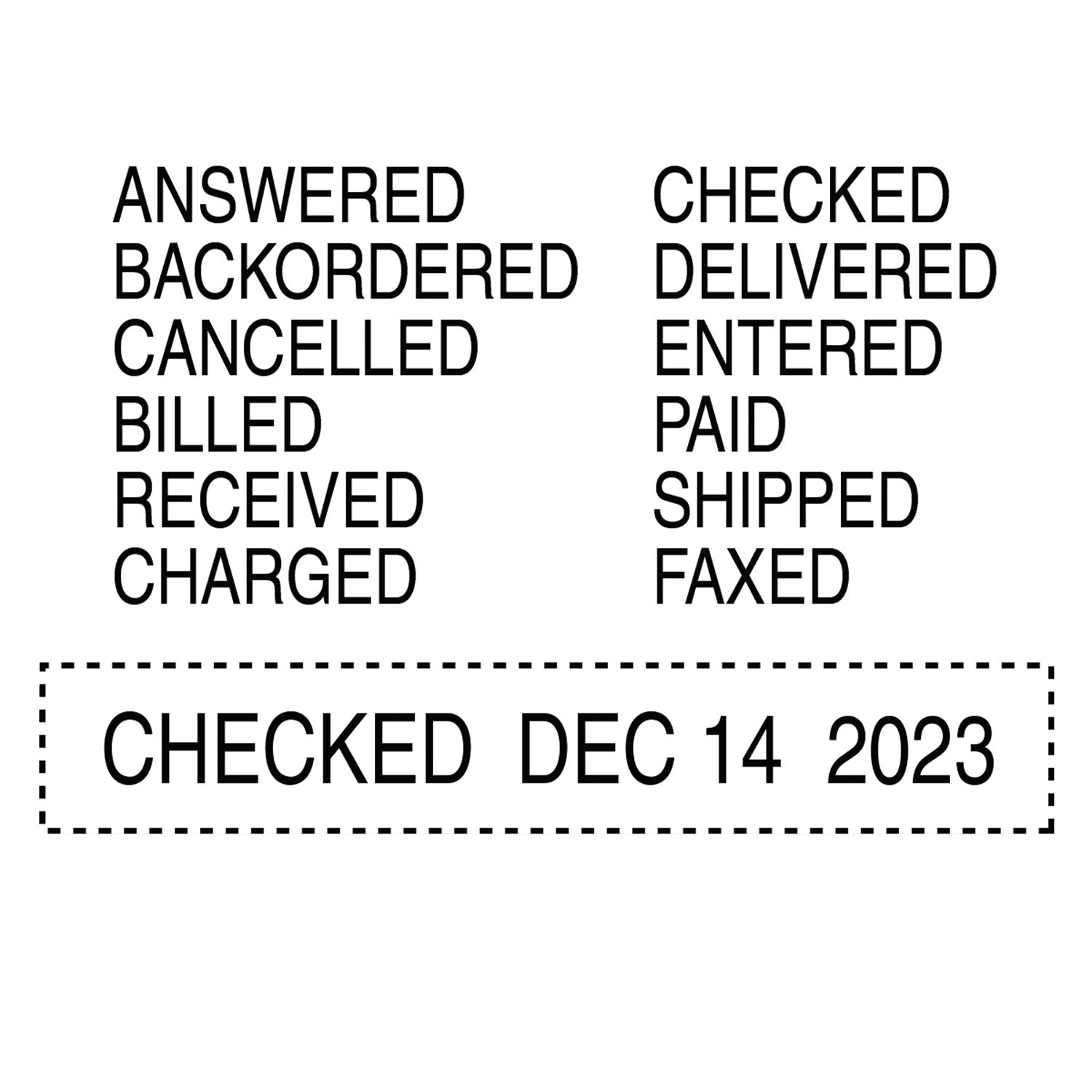 Professional 12-Message Date Stamp, Self-Inking, 2.25 x 0.38, Black - 