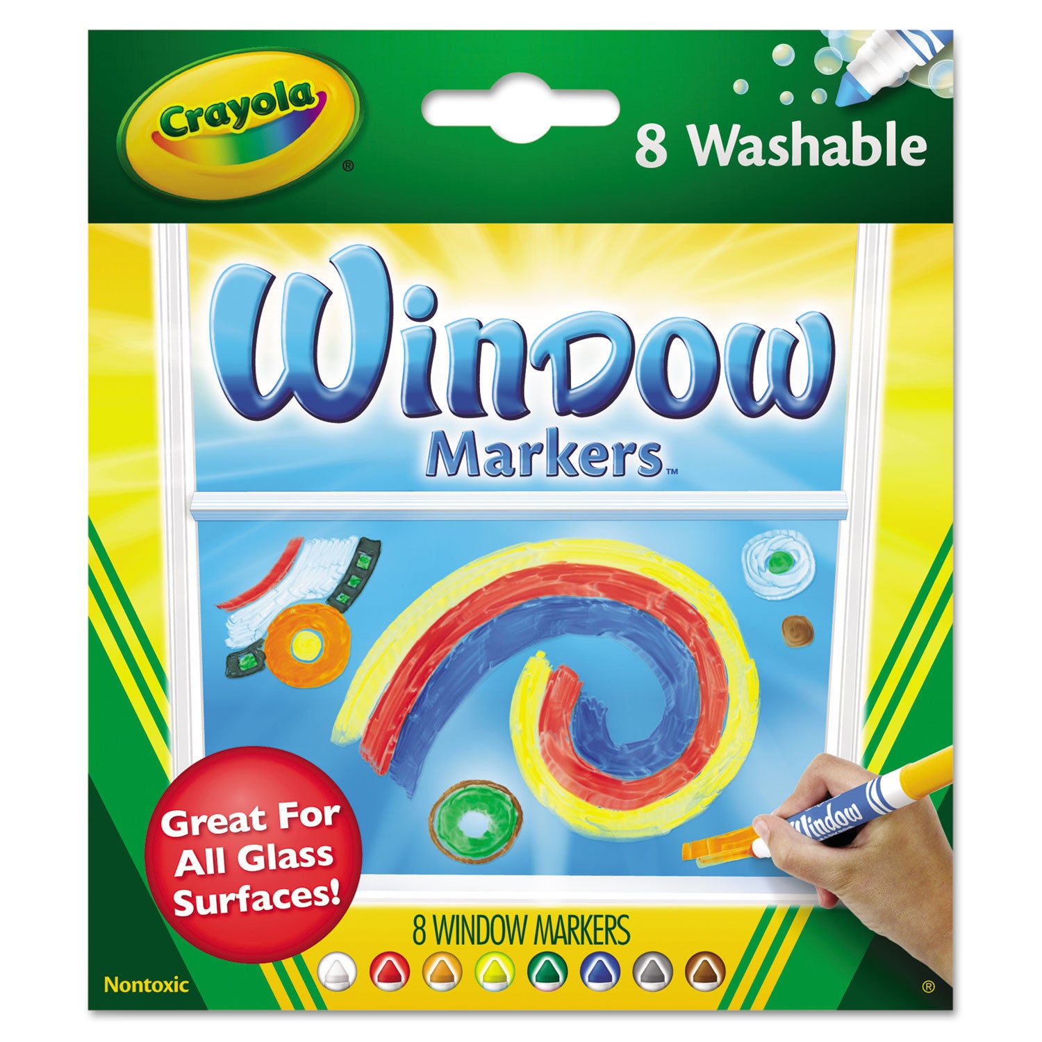 Washable Window FX Marker, Broad Bullet Tip, Assorted Colors, 8/Pack - 