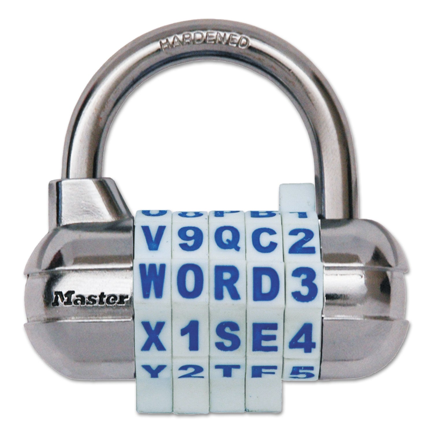 Password Plus Combination Lock, Hardened Steel Shackle, 2.5" Wide, Chrome/Assorted - 1