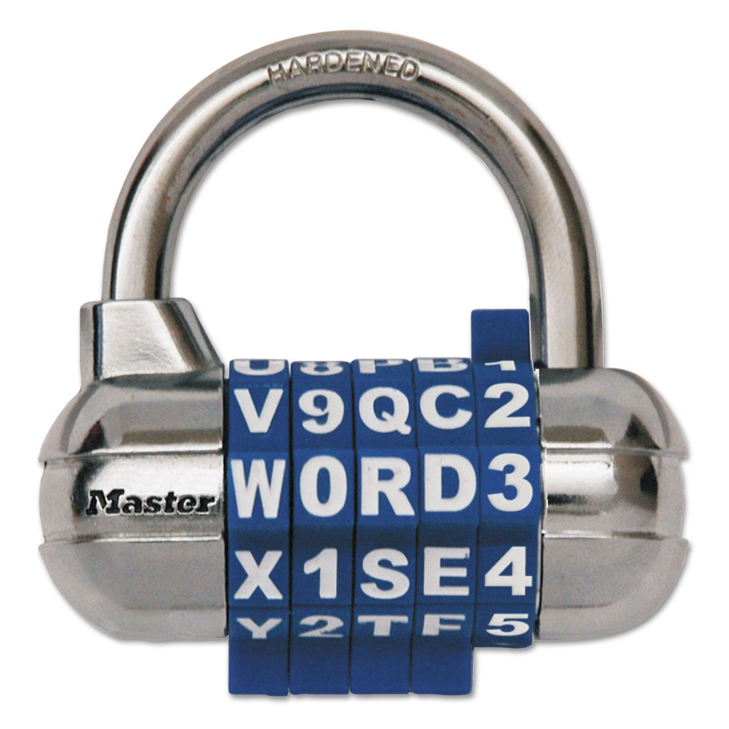 Password Plus Combination Lock, Hardened Steel Shackle, 2.5" Wide, Chrome/Assorted - 5