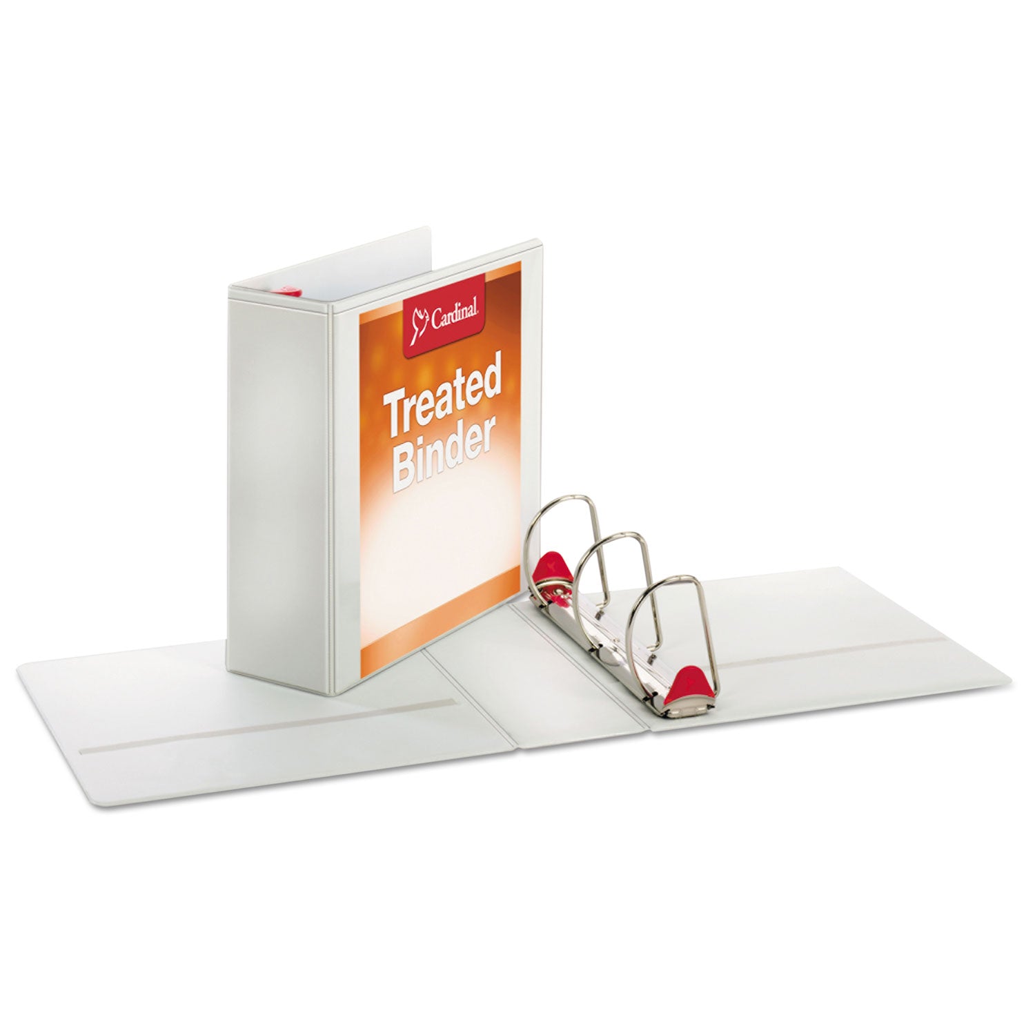 Treated ClearVue Locking Slant-D Ring Binder, 3 Rings, 4" Capacity, 11 x 8.5, White - 