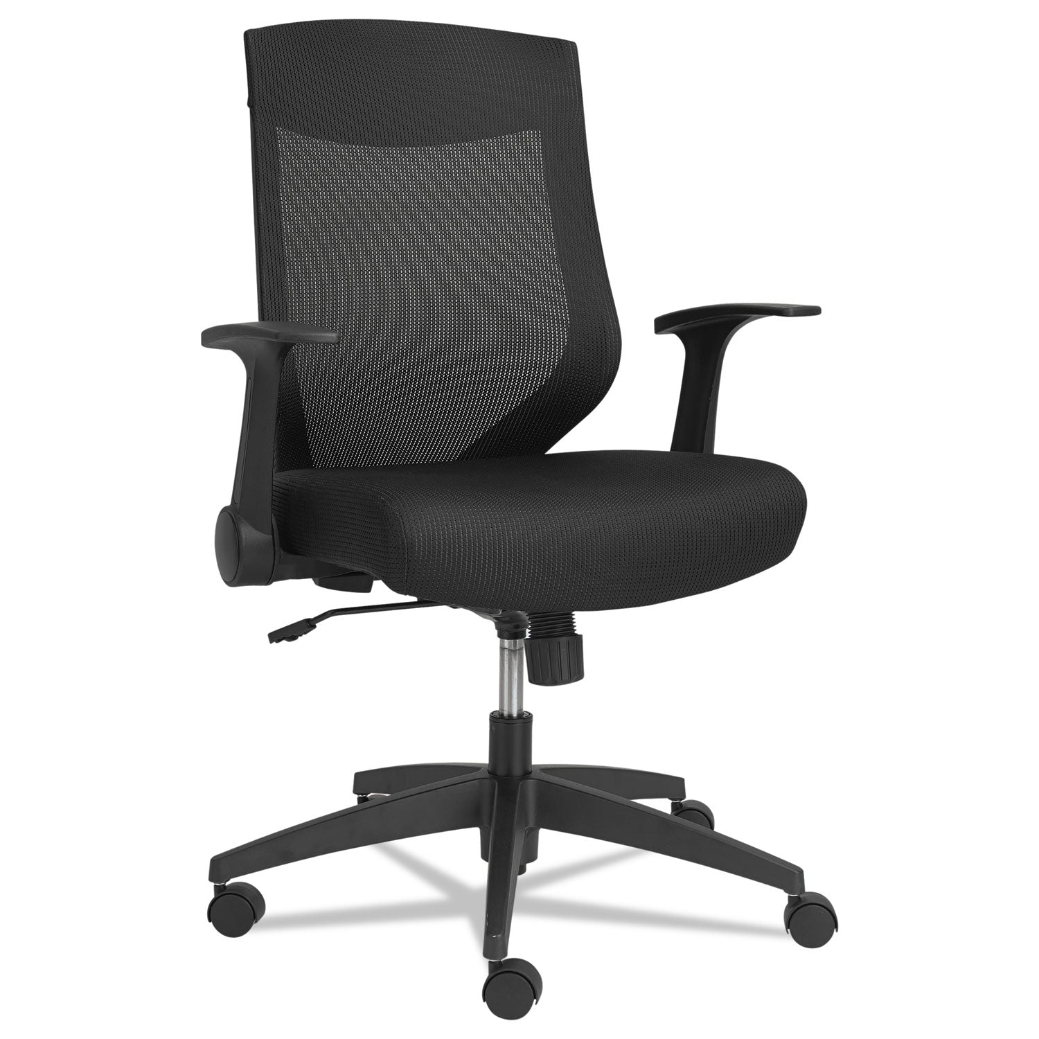 Alera EB-K Series Synchro Mid-Back Flip-Arm Mesh Chair, Supports Up to 275 lb, 18.5 to 22.04" Seat Height, Black - 