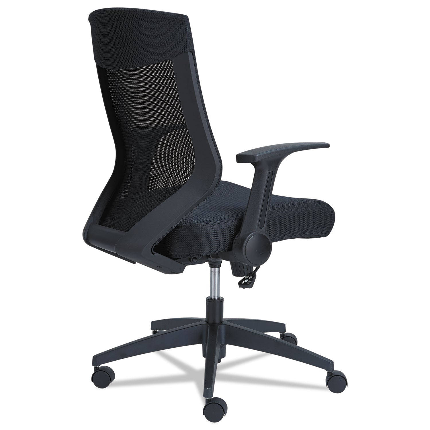 Alera EB-K Series Synchro Mid-Back Flip-Arm Mesh Chair, Supports Up to 275 lb, 18.5 to 22.04" Seat Height, Black - 