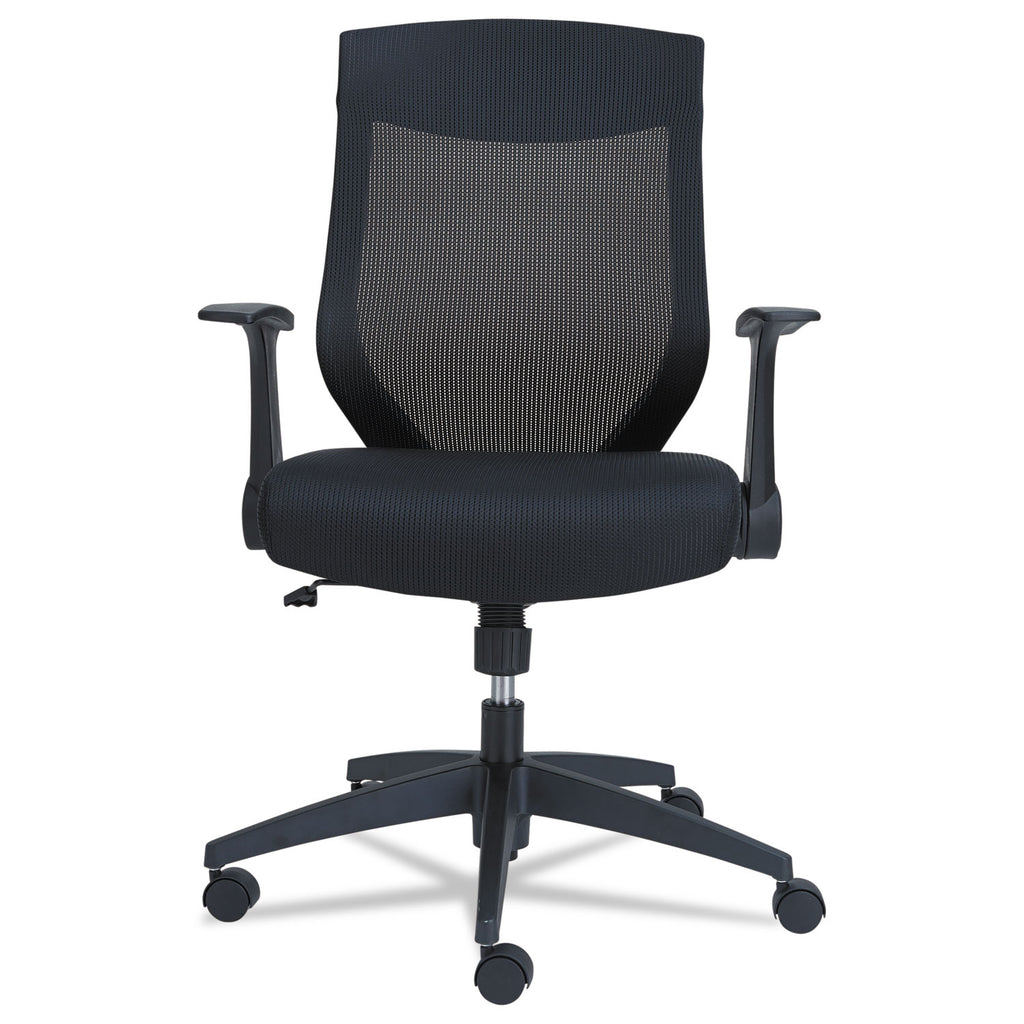 Alera EB-K Series Synchro Mid-Back Flip-Arm Mesh Chair, Supports Up to 275 lb, 18.5 to 22.04" Seat Height, Black - 