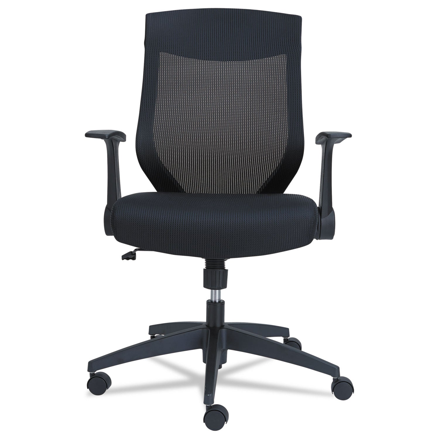 Alera EB-K Series Synchro Mid-Back Flip-Arm Mesh Chair, Supports Up to 275 lb, 18.5 to 22.04" Seat Height, Black - 