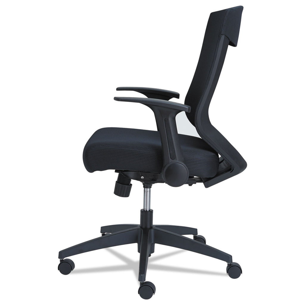 Alera EB-K Series Synchro Mid-Back Flip-Arm Mesh Chair, Supports Up to 275 lb, 18.5 to 22.04" Seat Height, Black - 
