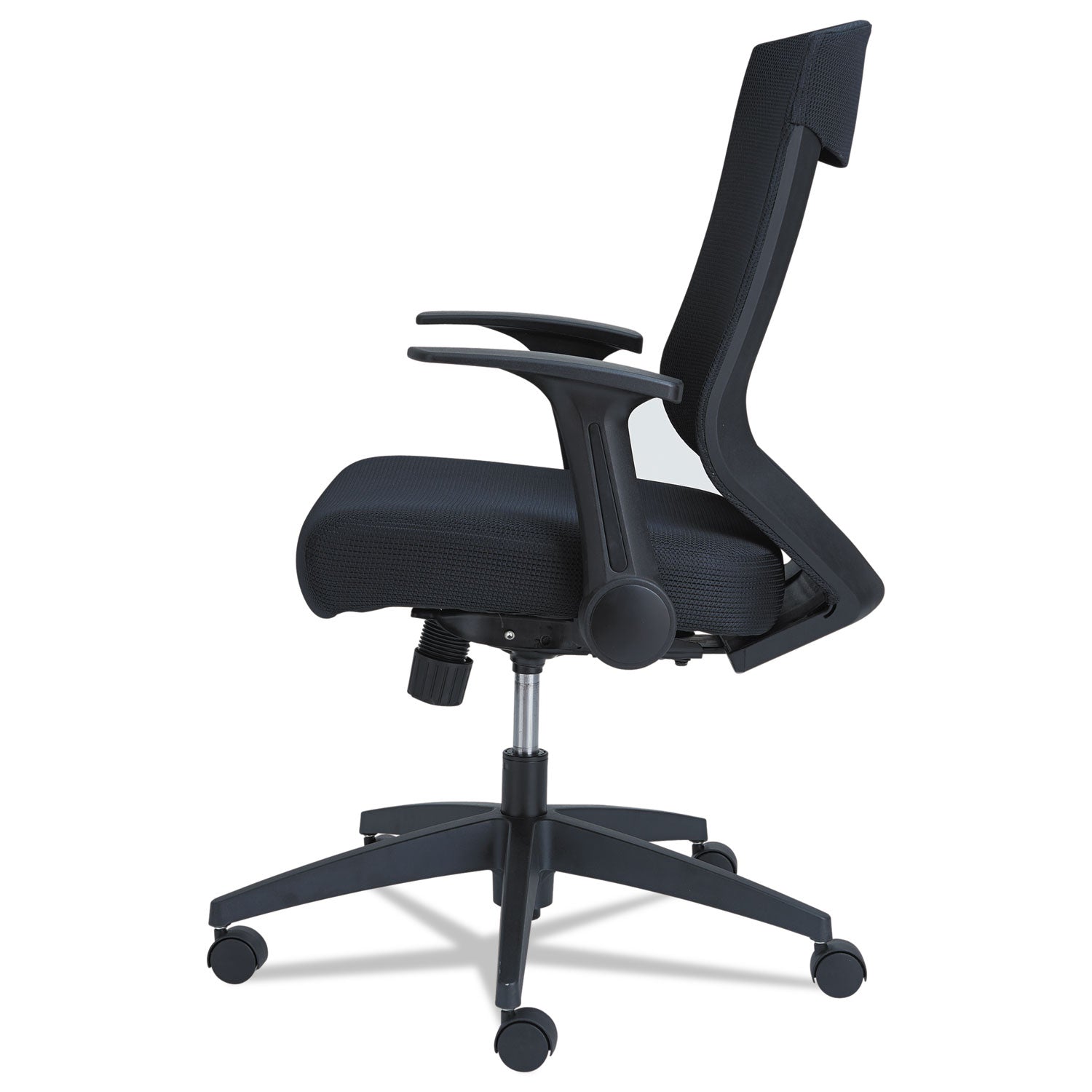 Alera EB-K Series Synchro Mid-Back Flip-Arm Mesh Chair, Supports Up to 275 lb, 18.5 to 22.04" Seat Height, Black - 