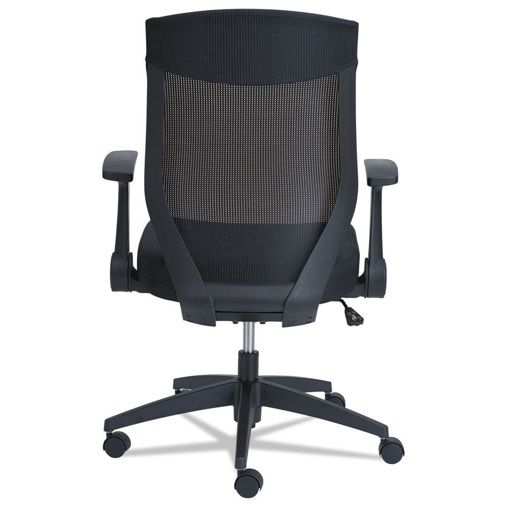 Alera EB-K Series Synchro Mid-Back Flip-Arm Mesh Chair, Supports Up to 275 lb, 18.5 to 22.04" Seat Height, Black - 