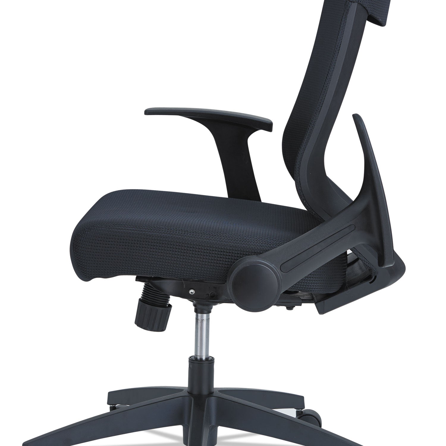 Alera EB-K Series Synchro Mid-Back Flip-Arm Mesh Chair, Supports Up to 275 lb, 18.5 to 22.04" Seat Height, Black - 