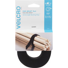 One-Wrap Adhesive Straps, 3/4"x12", 9/BX, Black - 
