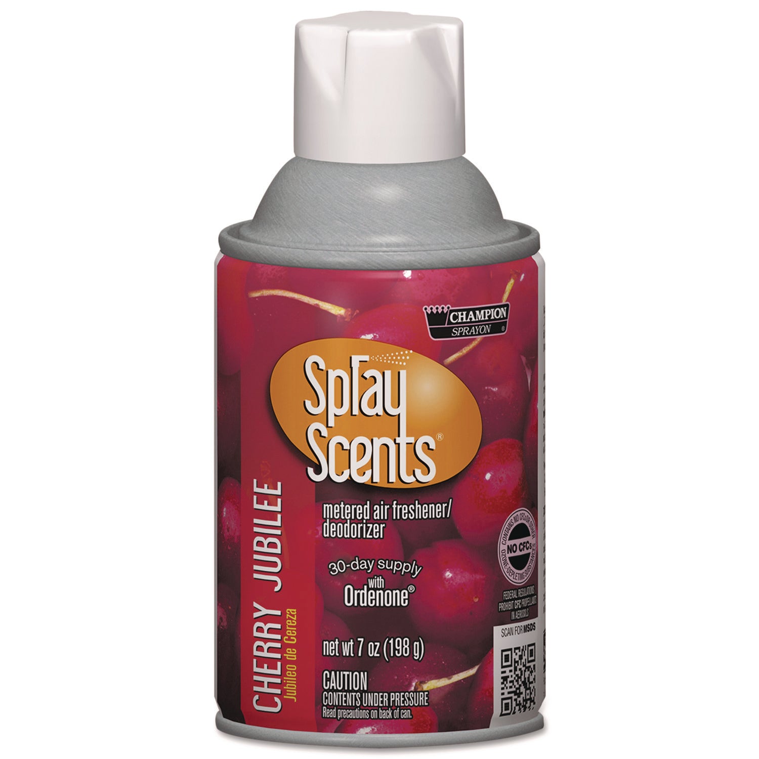 Champion Sprayon SPRAYScents Metered Air Freshener Refill, Cherry Jubilee, 7 oz Aerosol Spray, 12/Carton