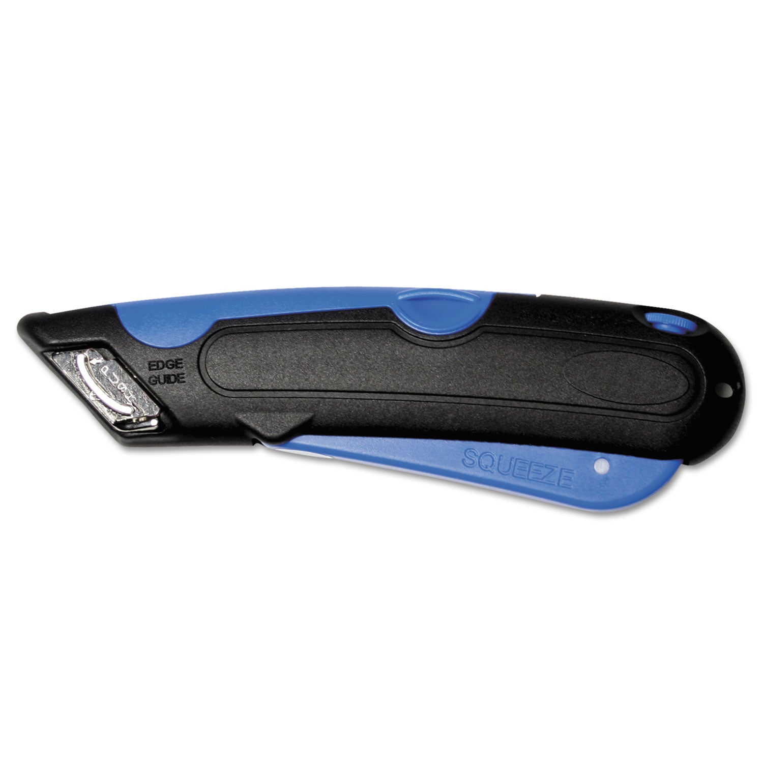 Easycut Cutter Knife w/Self-Retracting Safety-Tipped Blade, 6" Plastic Handle, Black/Blue - 